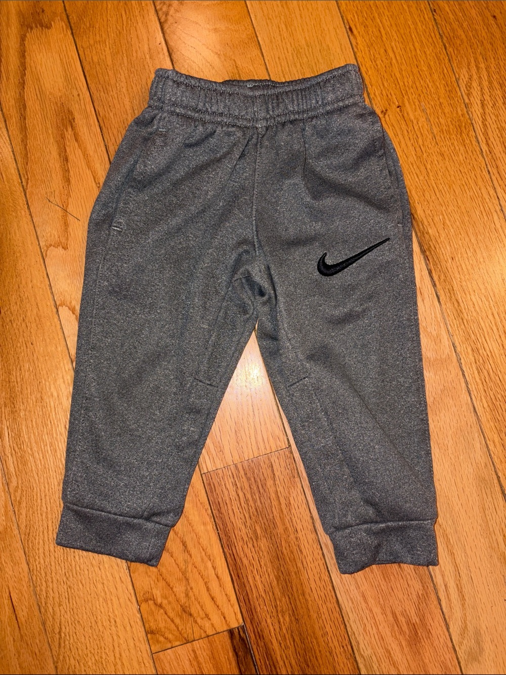 Nike Kids Gray Athletic Jogger Pants with Black Swoosh